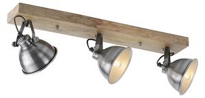 Przemysłowa lampa sufitowa ze stali i drewna 3-punktowa - Samia Oswietlenie wewnetrzne