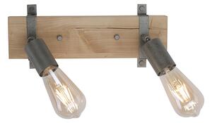 Kinkiet / Lampa scienna drewniany ze stalową regulacją 2 światła - Maris Oswietlenie wewnetrzne