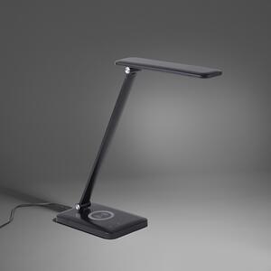 Designerska lampa stołowa czarna z LED ze ściemniaczem dotykowym - Tina Oswietlenie wewnetrzne