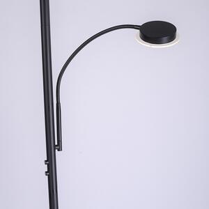 Lampa podłogowa czarna z diodą LED ze ściemniaczem dotykowym i ramieniem do czytania - Hanz Oswietlenie wewnetrzne