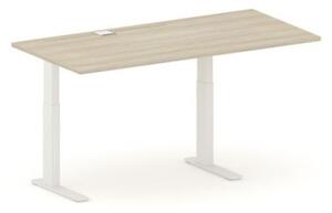 Stół roboczy FUTURE z regulacją wysokości, 1700x800x675-1325 mm, bez parawanu, biały/dąb