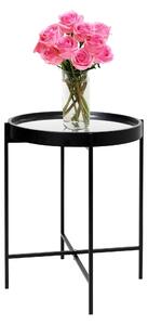 Stolik metalowy loftowy SANTIAGO czarny z lustrem