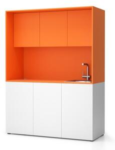 Kuchnia biurowa NIKA ze zlewem i kranem 1481 x 600 x 2000 mm, Pomarańczowy, prawe
