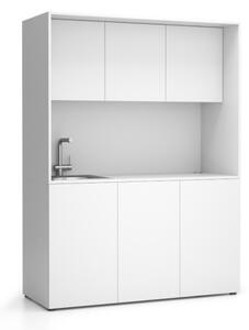 Kuchnia biurowa NIKA ze zlewem i kranem 1481 x 600 x 2000 mm, biały, lewo