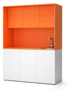 Kuchnia biurowa NIKA ze zlewem i kranem 1481 x 600 x 2000 mm, Pomarańczowy, prawe