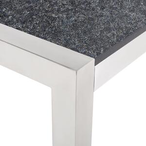 Zestaw ogrodowy stół czarny granit palony 220x100 cm 8 krzeseł białych Grosseto Beliani