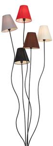 Designerska lampa podłogowa czarna z kloszami z tkaniny 5-punktowa - Melis Oswietlenie wewnetrzne