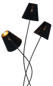 Designerska lampa podłogowa czarna ze złotym 3-punktowym światłem - Melis Oswietlenie wewnetrzne