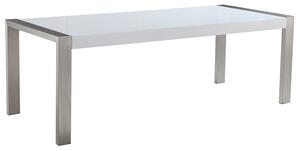 Stół jadalniany biały wysoki połysk nogi ze stali nierdzewnej 220 x 90 cm Arctic Beliani