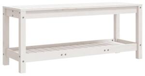 Ławka ogrodowa, biała, 108x35x45 cm, lite drewno sosnowe