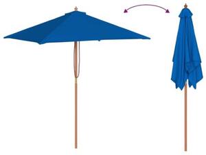 Parasol ogrodowy na drewnianym słupku, niebieski, 150x200 cm