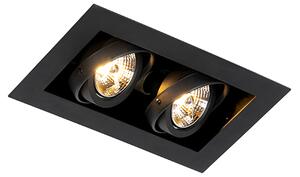 Nowoczesna wpuszczana czarna lampa 2-punktowa regulowana - Oneon 70 Oswietlenie wewnetrzne