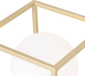 Designerska lampa stołowa złota z bielą - Aniek Oswietlenie wewnetrzne