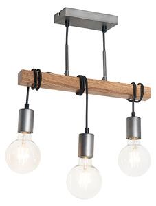 Industrialna lampa wisząca drewno ze stalą 3-punktowa - Gallow Oswietlenie wewnetrzne