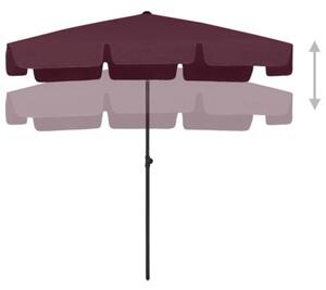 Parasol plażowy, bordowy, 200x125 cm