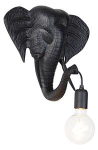 Kinkiet / Lampa scienna vintage czarny - Słoń Oswietlenie wewnetrzne