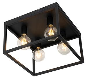 Przemysłowa lampa sufitowa czarna 40 cm 4-punktowa - Cage Oswietlenie wewnetrzne