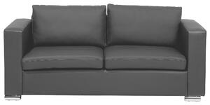 Sofa 3-osobowa czarna skórzana srebrne metalowe nóżki grube poduchy Helsinki Beliani
