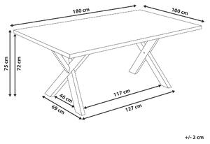 Stół do jadalni biały drewniane nogi krzyżowe prostokątny blat 180 x 100 cm Lisala Beliani