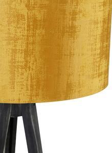 Lampa podłogowa statyw czarny z kloszem złoty 50 cm - Tripod Classic Oswietlenie wewnetrzne