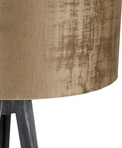 Lampa podłogowa statyw czarny z kloszem brązowy 50 cm - Tripod Classic Oswietlenie wewnetrzne