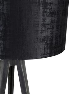 Lampa podłogowa statyw czarny z kloszem czarny 50 cm - Tripod Classic Oswietlenie wewnetrzne