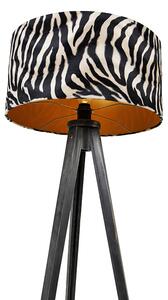 Lampa podłogowa statyw czarna z kloszem zebra 50 cm - Tripod Classic Oswietlenie wewnetrzne