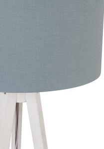 Lampa podłogowa statyw biały z kloszem jasnoniebieski 50 cm - Tripod Classic Oswietlenie wewnetrzne