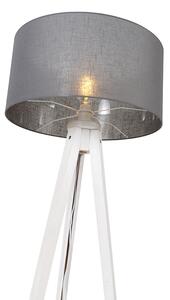 Nowoczesna lampa podłogowa statyw biały z szarym kloszem 50 cm - Tripod Classic Oswietlenie wewnetrzne