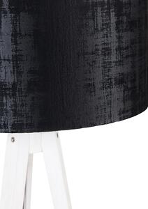 Nowoczesna lampa podłogowa statyw biały z czarnym aksamitnym kloszem 50 cm - Tripod Classic Oswietlenie wewnetrzne