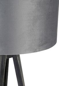 Lampa podłogowa statyw czarny z kloszem szary 50 cm - Tripod Classic Oswietlenie wewnetrzne