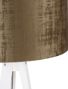 Nowoczesna lampa podłogowa statyw biały z brązowym kloszem 50 cm - Tripod Classic Oswietlenie wewnetrzne