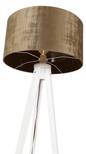 Nowoczesna lampa podłogowa statyw biały z brązowym kloszem 50 cm - Tripod Classic Oswietlenie wewnetrzne