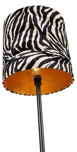 Nowoczesna lampa podłogowa czarny abażur z tkaniny zebra 40 cm - Simplo Oswietlenie wewnetrzne