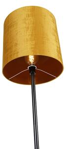 Klasyczna lampa podłogowa czarny klosz złoty 40 cm - Simplo Oswietlenie wewnetrzne