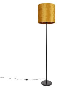 Klasyczna lampa podłogowa czarny klosz złoty 40 cm - Simplo Oswietlenie wewnetrzne