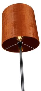 Lampa podłogowa czarny welurowy abażur pomarańczowy 40 cm - Simplo Oswietlenie wewnetrzne