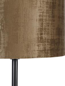 Klasyczna lampa podłogowa czarny abażur brązowy 40 cm - Simplo Oswietlenie wewnetrzne
