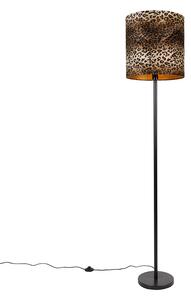 Lampa podłogowa czarny abażur leopard 40 cm - Simplo Oswietlenie wewnetrzne