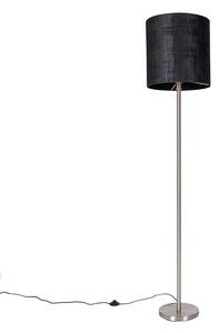 Nowoczesna lampa podłogowa stalowy czarny klosz z tkaniny 40 cm - Simplo Oswietlenie wewnetrzne