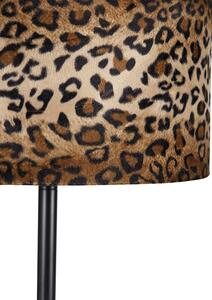 Lampa podłogowa czarny abażur leopard 40 cm - Simplo Oswietlenie wewnetrzne
