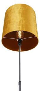 Lampa podłogowa regulowana czarna klosz welurowy złoty 40cm - Parte Oswietlenie wewnetrzne