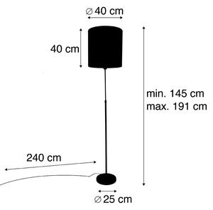 Lampa podłogowa regulowana czarna klosz welurowy czerwony paw 40cm - Parte Oswietlenie wewnetrzne