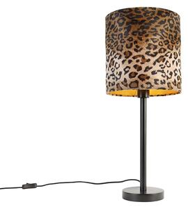 Nowoczesna lampa stołowa czarna z kloszem lampart 25 cm - Simplo Oswietlenie wewnetrzne