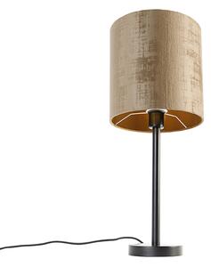 Nowoczesna lampa stołowa czarna z kloszem brąz 25 cm - Simplo Oswietlenie wewnetrzne