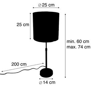 Lampa stołowa czarny aksamitny klosz złoty 25 cm regulowany - Parte Oswietlenie wewnetrzne