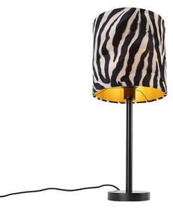 Nowoczesna lampa stołowa czarna z kloszem zebra 25 cm - Simplo Oswietlenie wewnetrzne