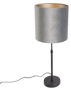 Nowoczesna lampa stołowa czarna tkanina abażur szary regulowana 25 cm - Parte Oswietlenie wewnetrzne