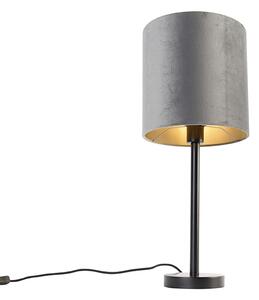 Nowoczesna lampa stołowa czarna z kloszem szarym 25 cm - Simplo Oswietlenie wewnetrzne