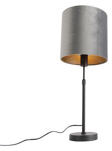 Nowoczesna lampa stołowa czarna tkanina abażur szary regulowana 25 cm - Parte Oswietlenie wewnetrzne